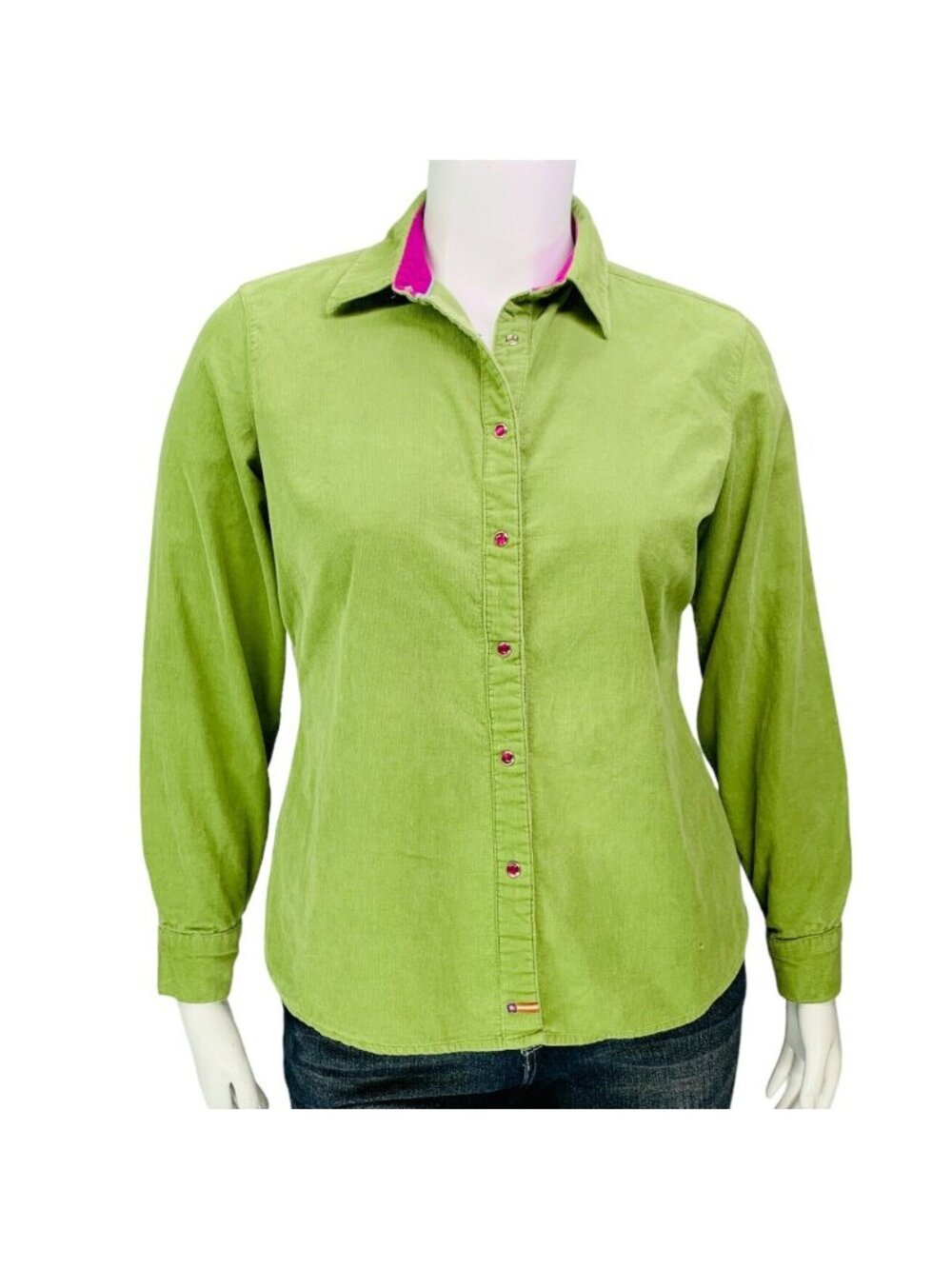 Wrangler Blues Womens Corduroy Pearl Snap Western Shirt Cotton Green Size L - Picture 2 of 14
